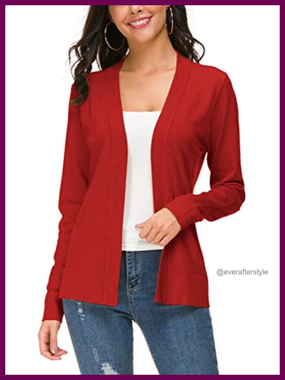 Long Sleeve Open Front Knit Cardigan Sweater Lightweight Shawl Collar
